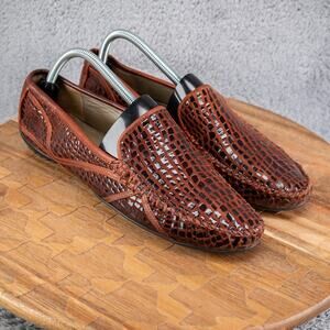 Robert Zur Women Brown Leather Loafer Shoes Style No 3089, Brown/Cognac, 10.5 AA